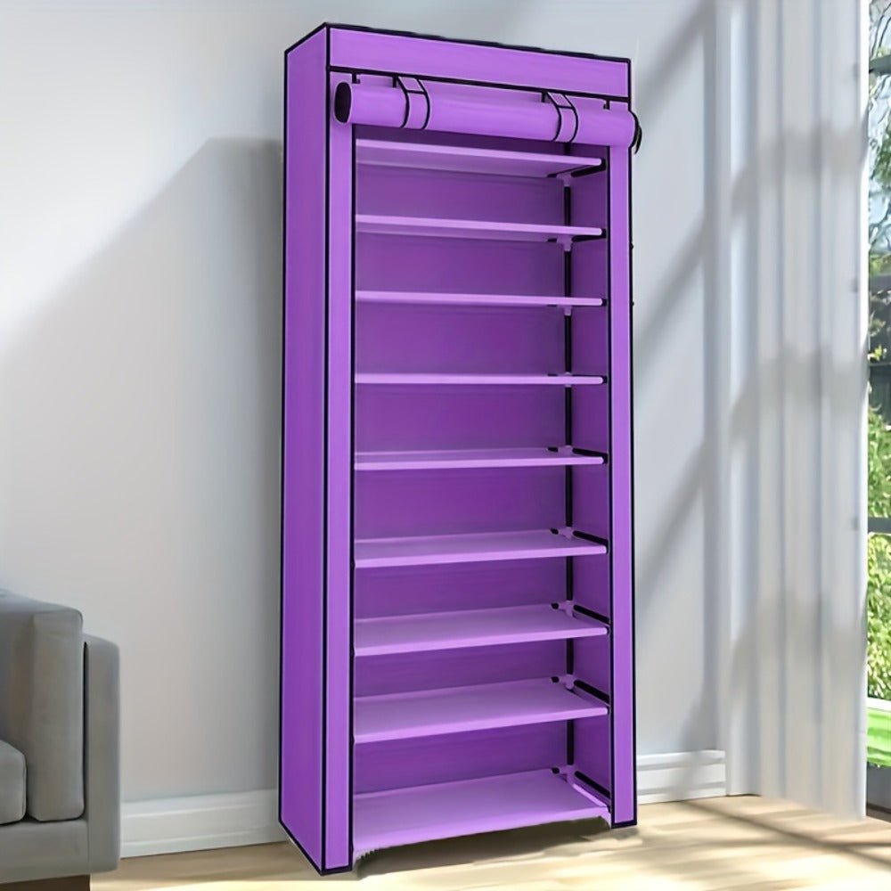 10-Layer Shoe Rack with Dust Cover ¨C Non-Woven Portable Shoe Cabinet Organizer for Entryway, Bedroom & Dormitory Storage