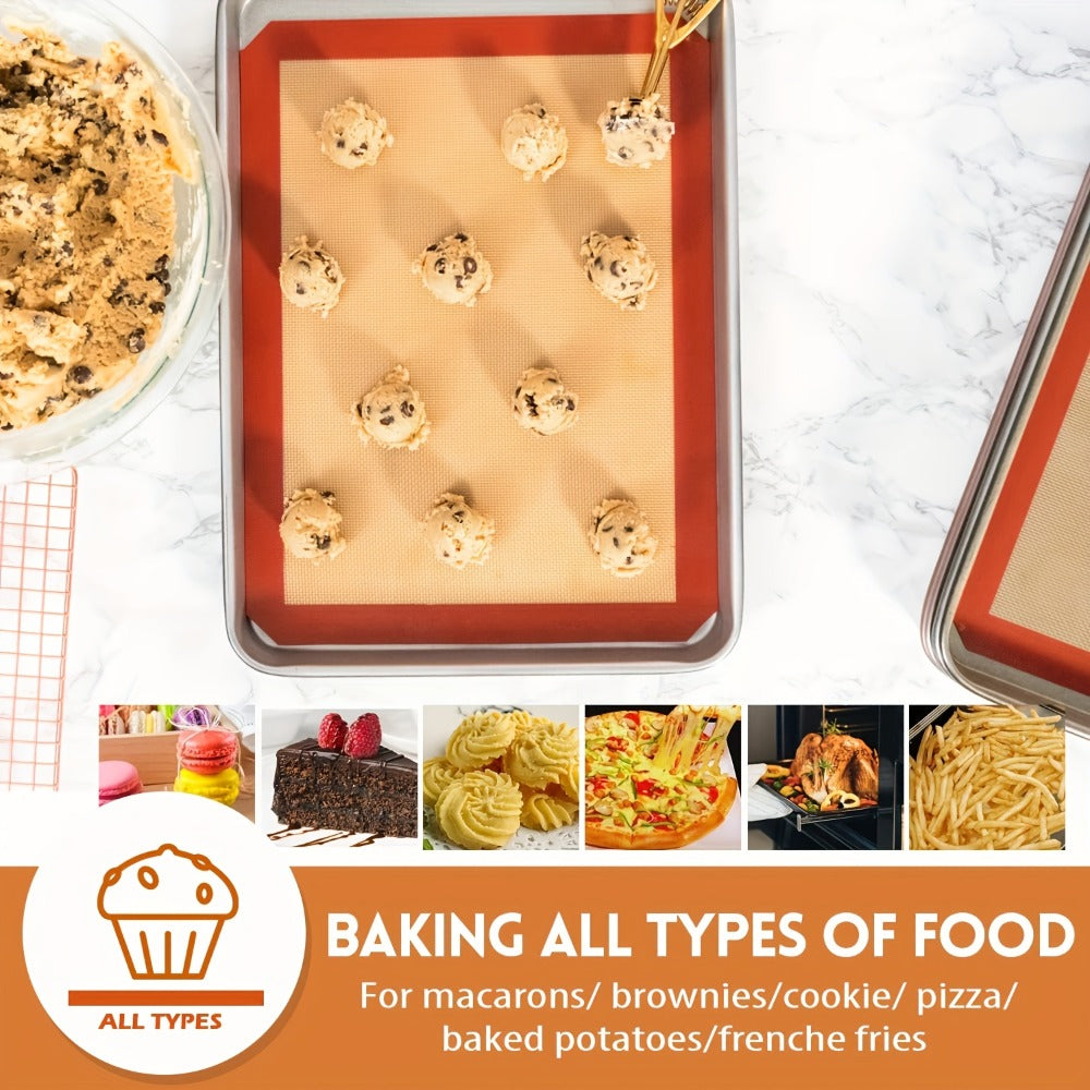 Silicone Baking Mat Set of 4 Nonstick Reusable Oven Liner Sheet for Cookies Macarons Bread Pastries Food Grade Round Square Baking Mats for Rolling Dough