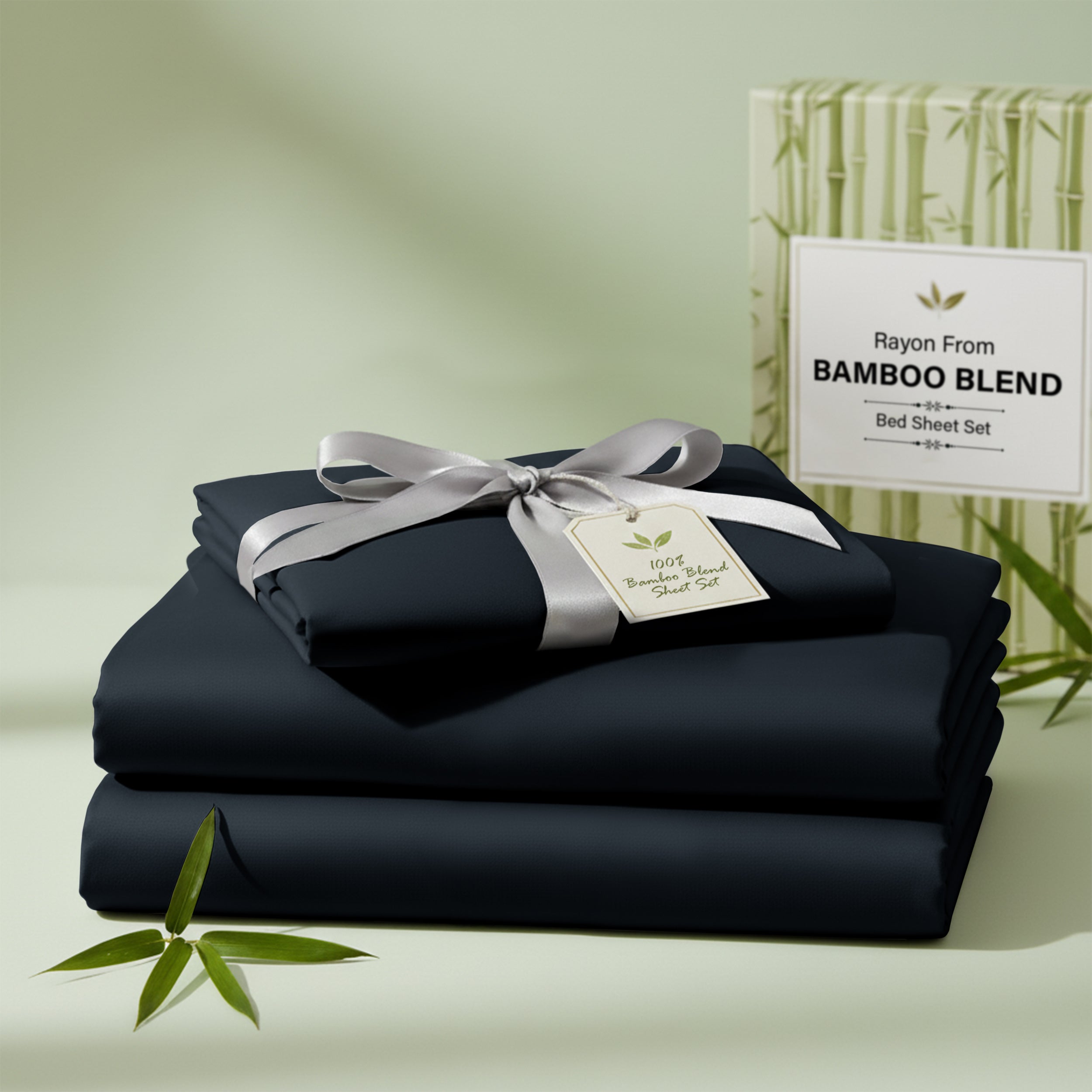Bamboo Blend Bed Sheet Set 4 Piece 30% Bamboo Viscose 70% Polyester Cooling Deep Pocket 16 Inch Wrinkle-Resistant Moisture-Wicking Twin Full Queen King Cal King