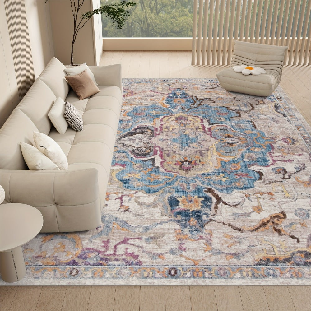 Area Rug Boho Vintage Washable Non-Slip Rug for Living Room Bedroom Traditional Woven Carpet Home Decor