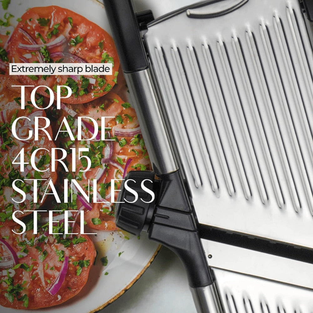 Mandoline Slicer 7-Blade Stainless Steel Vegetable Slicer with Adjustable Thickness & Safety Guard - PRO Kitchen Mandolin Food Cutter for Potatoes, Tomatoes, Carrots, Onions & Fruits
