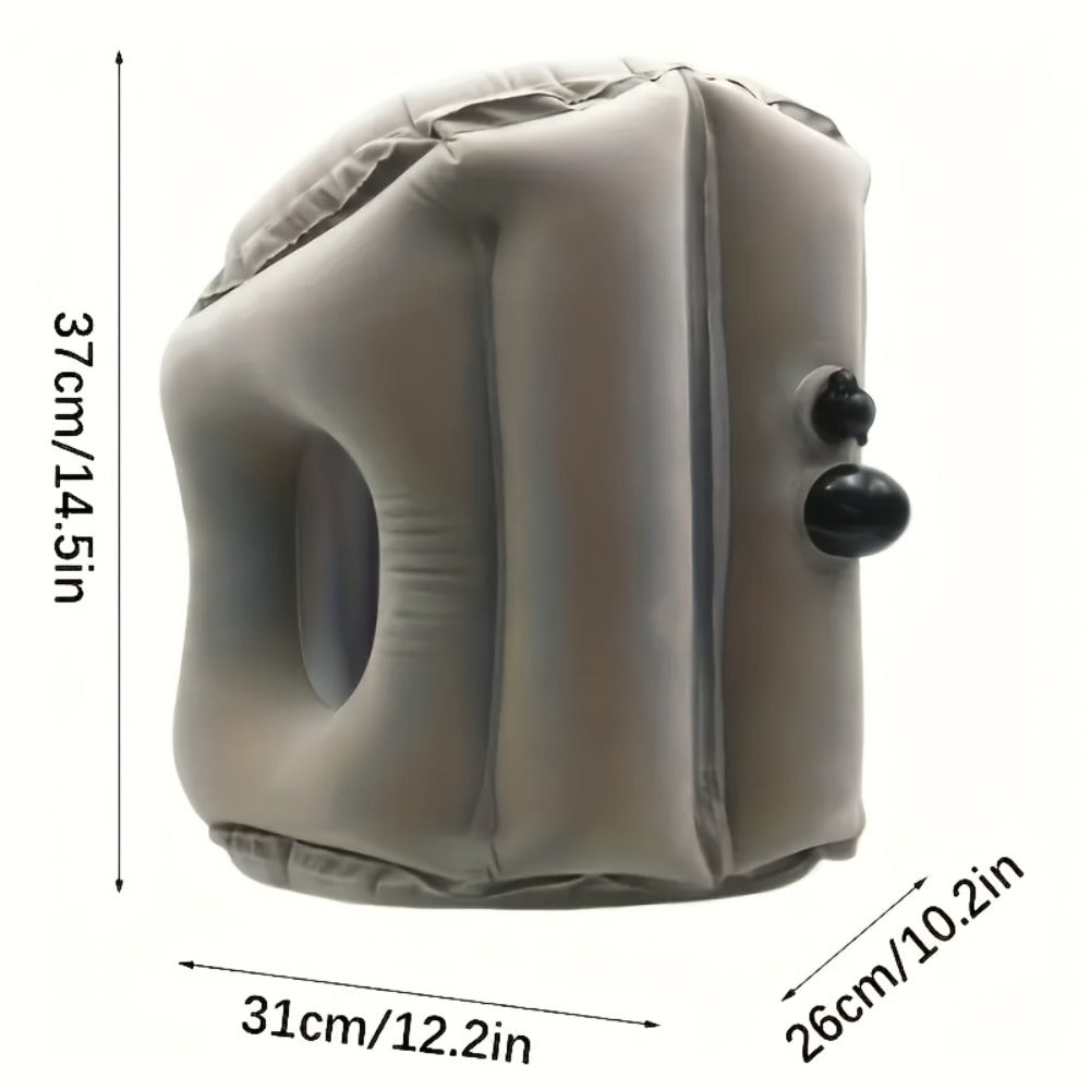 Inflatable Travel Neck Pillow Portable Air Cushion Soft Microfiber Cover Ergonomic Neck Support for Airplane Train Car Office Napping Compact Lightweight Travel Pillow Grey 15.17 Oz