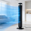 Bladeless Tower Fan with Remote Control, Silent Floor Fan with LED Display 4 Speed Settings & 12-Hour Timer, Quiet Tower Fan for Living Room Bedroom Office, Modern Air Circulator Fan Black White Grey