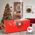 Christmas Tree Storage Bag 7.5ft ¨C Heavy Duty Extra Large Artificial Xmas Tree Bag with Reinforced Handles, Dual Zippers & Wide Opening for Easy Storage, Red