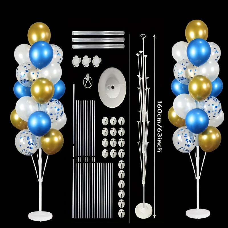 Balloon Stand Kit 63-Inch with Base | 19-Balloon Arch Holder for Birthday, Wedding, Graduation & Christmas Party Centerpiece - Sturdy PP Pole, Table & Floor Use, Easy Assembly, Durable Reusable 2pcs