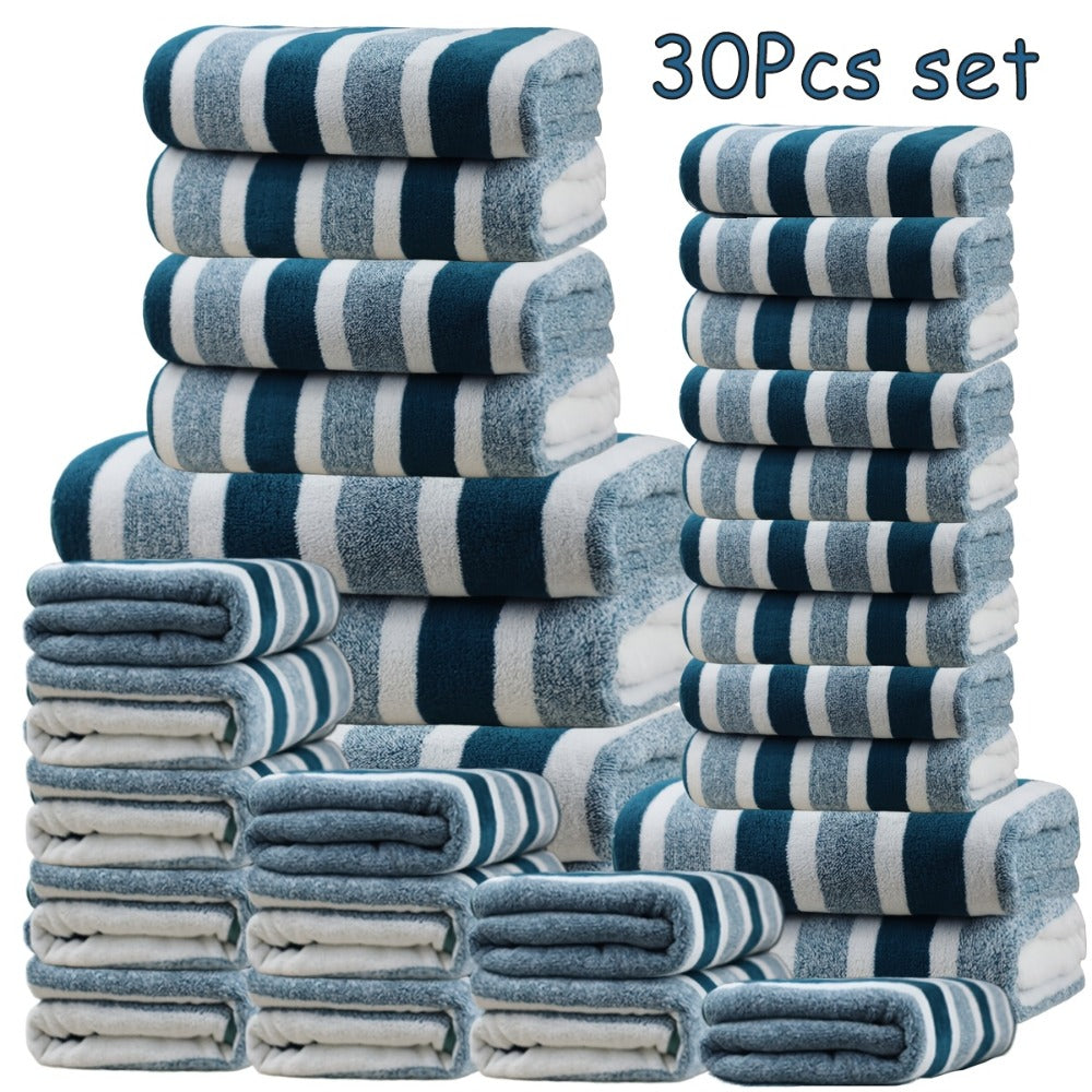 Bath Towel Set 30 Piece Coral Fleece Super Soft Quick Dry Fast Absorption Lightweight Large Wide Towels for Home Hotel Spa Gym Camping Christmas Gift Red Gray Green Navy Blue Purple Brown