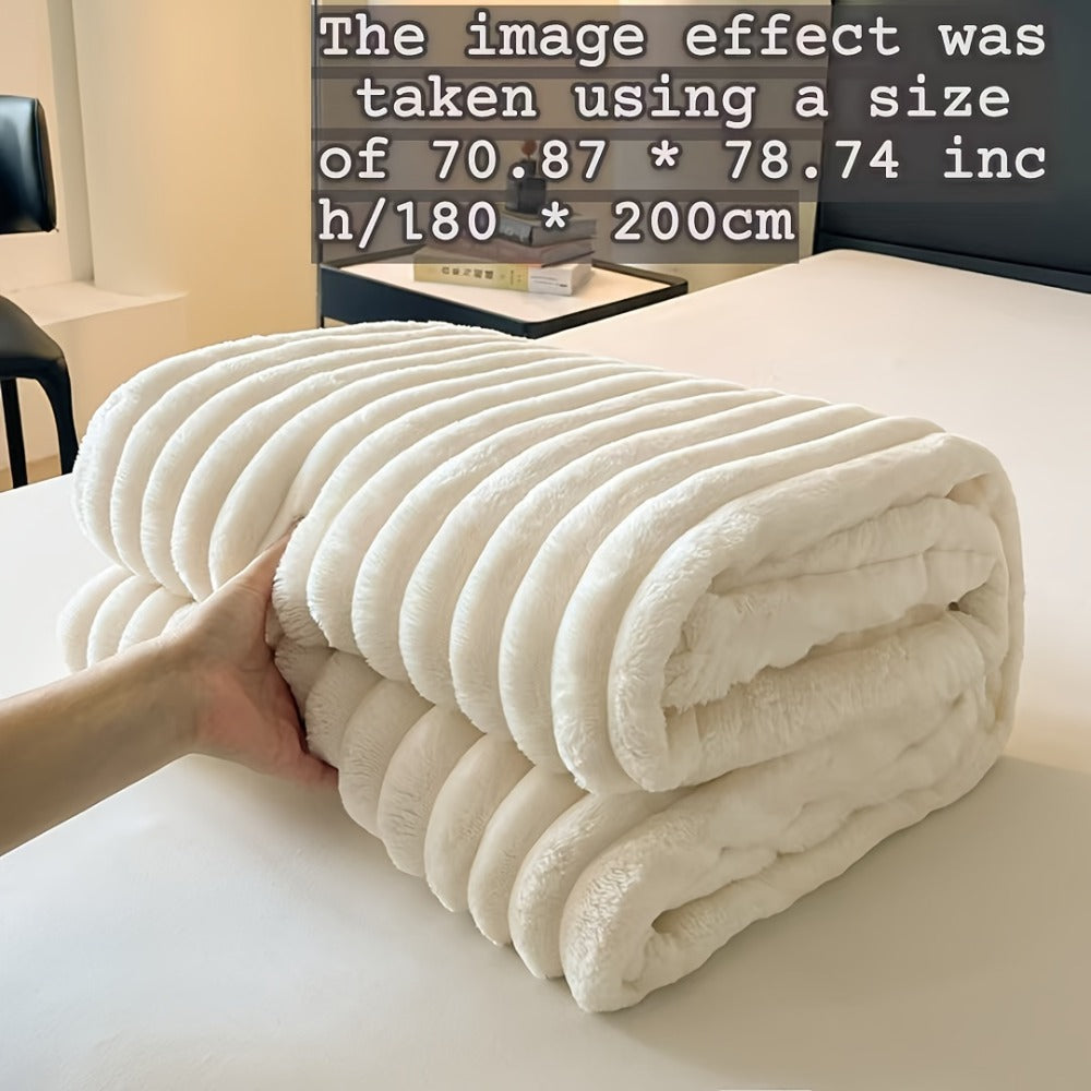 Plush Faux Fur Blanket ¨C Imitation Rabbit Fur 300-350gsm Knit Throw for Sofa, Bed & Travel, All Season, 3 Colors, 2 Sizes