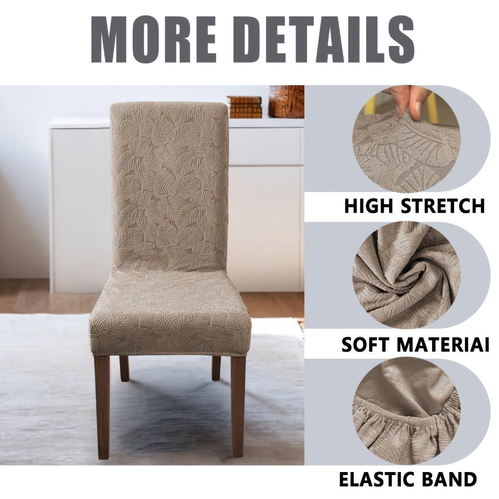 Stretch Dining Chair Covers Set of 4/6 - Plant Print Slipcovers for Dining Room Kitchen Chairs, Elastic Parsons Chair Protector, Home Decor