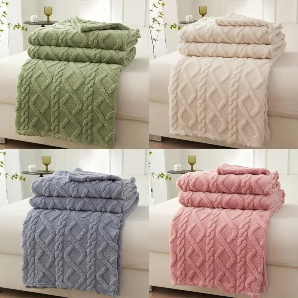 3D Plush Dense Weave Fleece Blanket ¨C Ultra-Soft Warm Throw for Bed, Couch, Travel & Outdoor, Air-Conditioning Friendly, 3 Colors, 2 Sizes