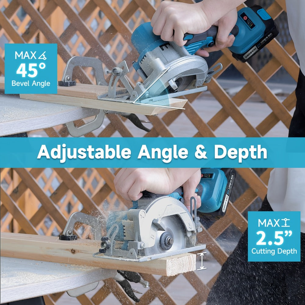 Brushless Circular Saw Kit 21V Cordless, Battery & Charger Included, Adjustable 45¡ã Bevel Cutting, Saw Blades Included, Variable Speed, Compact & Lightweight for Woodworking & Home Projects