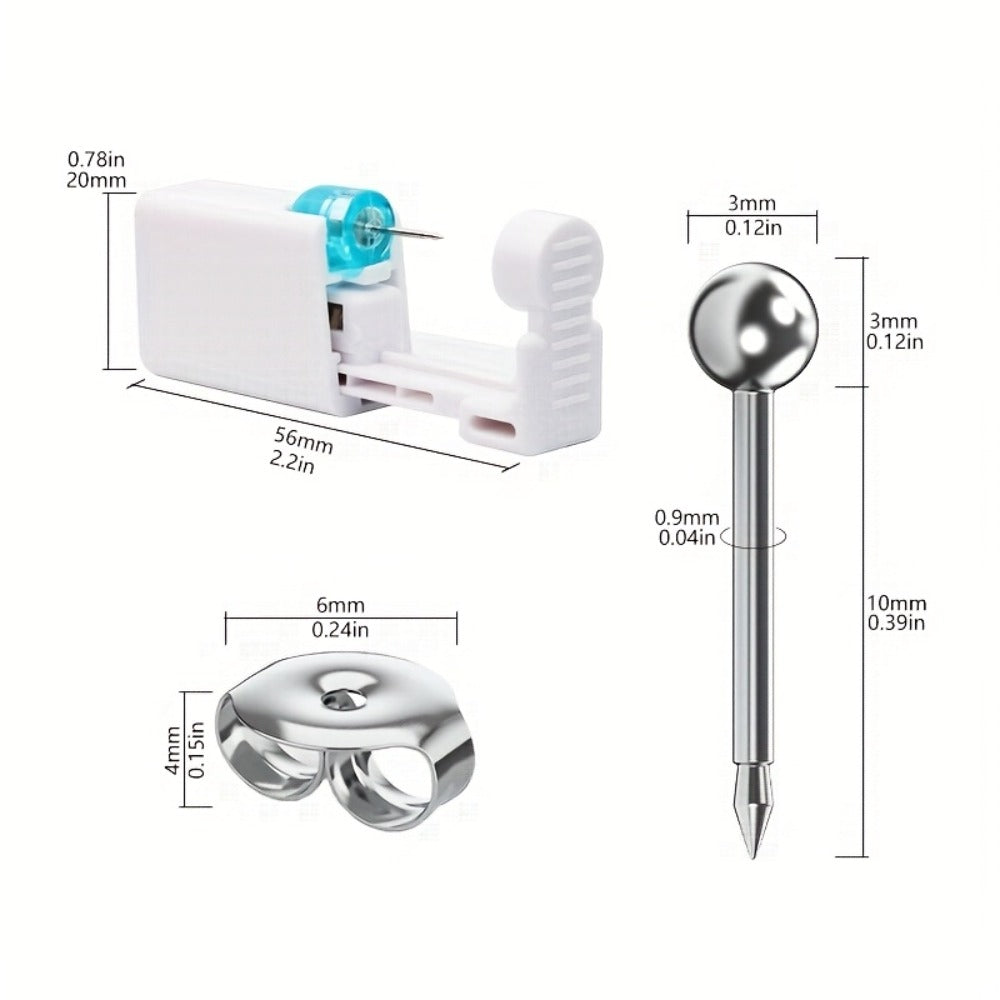 Ear Piercing Kit ¨C 8 PCS Disposable Self Piercing Gun with 316 Stainless Steel Earrings, Safe & Easy Home Ear Piercing Tool for Family & Party Use