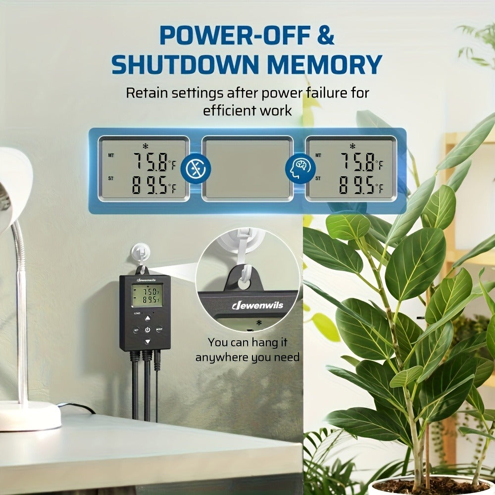Digital Temperature Controller Thermostat Outlet Heating Cooling Mode 14¡ãF-140¡ãF LCD Display Buzzer Alarm 120V 10A 1200W for Freezer Greenhouse Reptile Aquarium Incubator Home Brewing