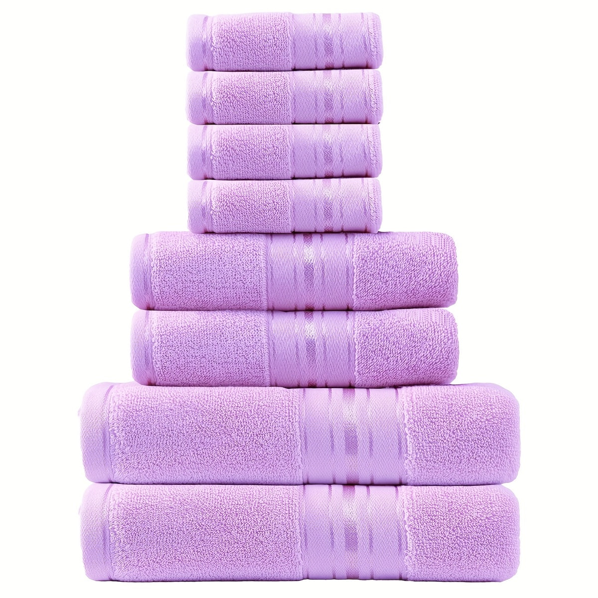 Cotton Bath Towel Set 8 Piece 550GSM Vintage Striped - 100% Cotton Hotel Quality Soft Absorbent Machine Washable | 2 Bath 2 Hand 4 Washcloths | 15 Colors | Bathroom Hotel Spa Gift