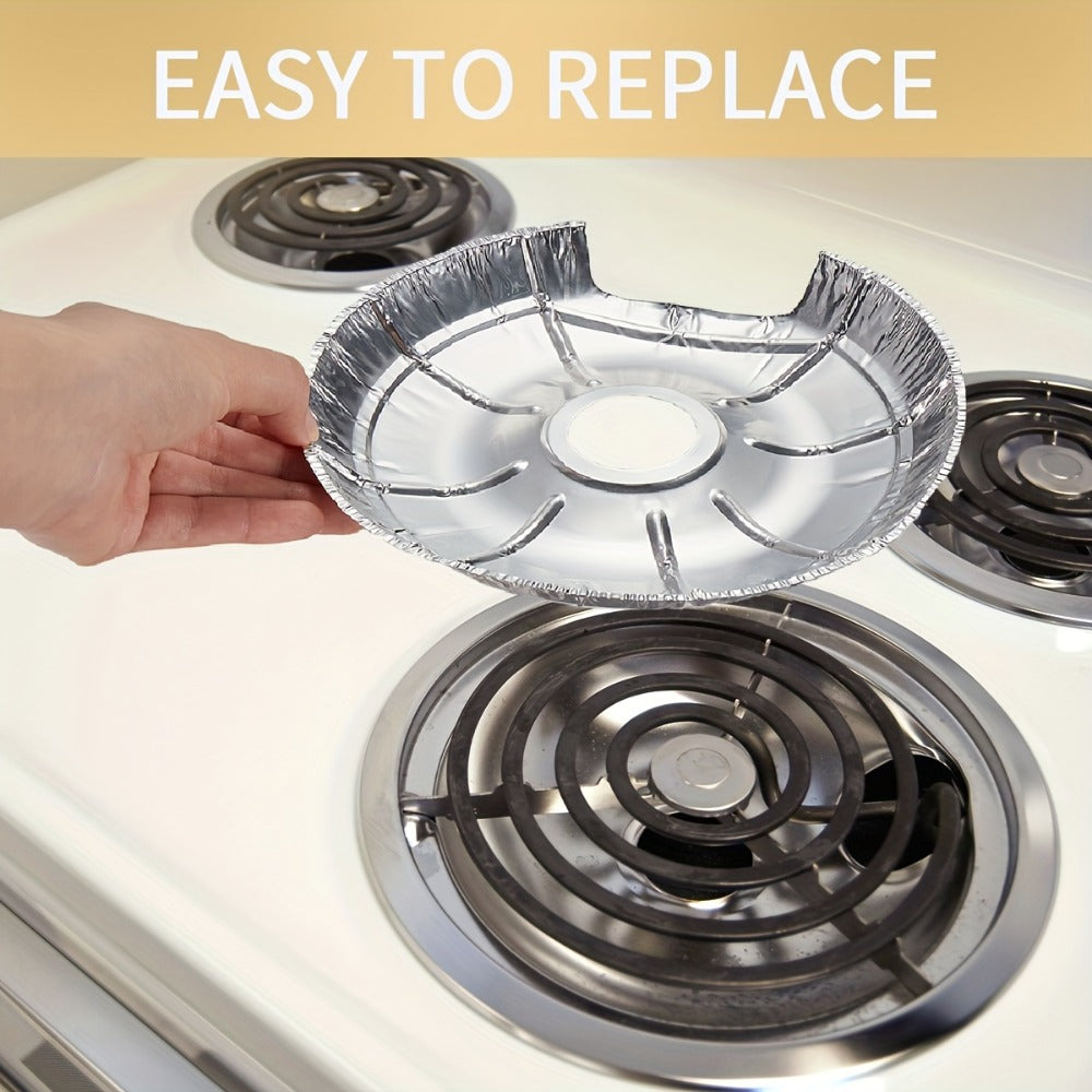 Aluminum Stove Burner Liners 50 Pack ¨C Disposable Electric Stove Burner Covers Round Foil Bibs 25Pcs 6 Inch + 25Pcs 8 Inch Keep Electric Range Clean from Grease Oil and Food Spills