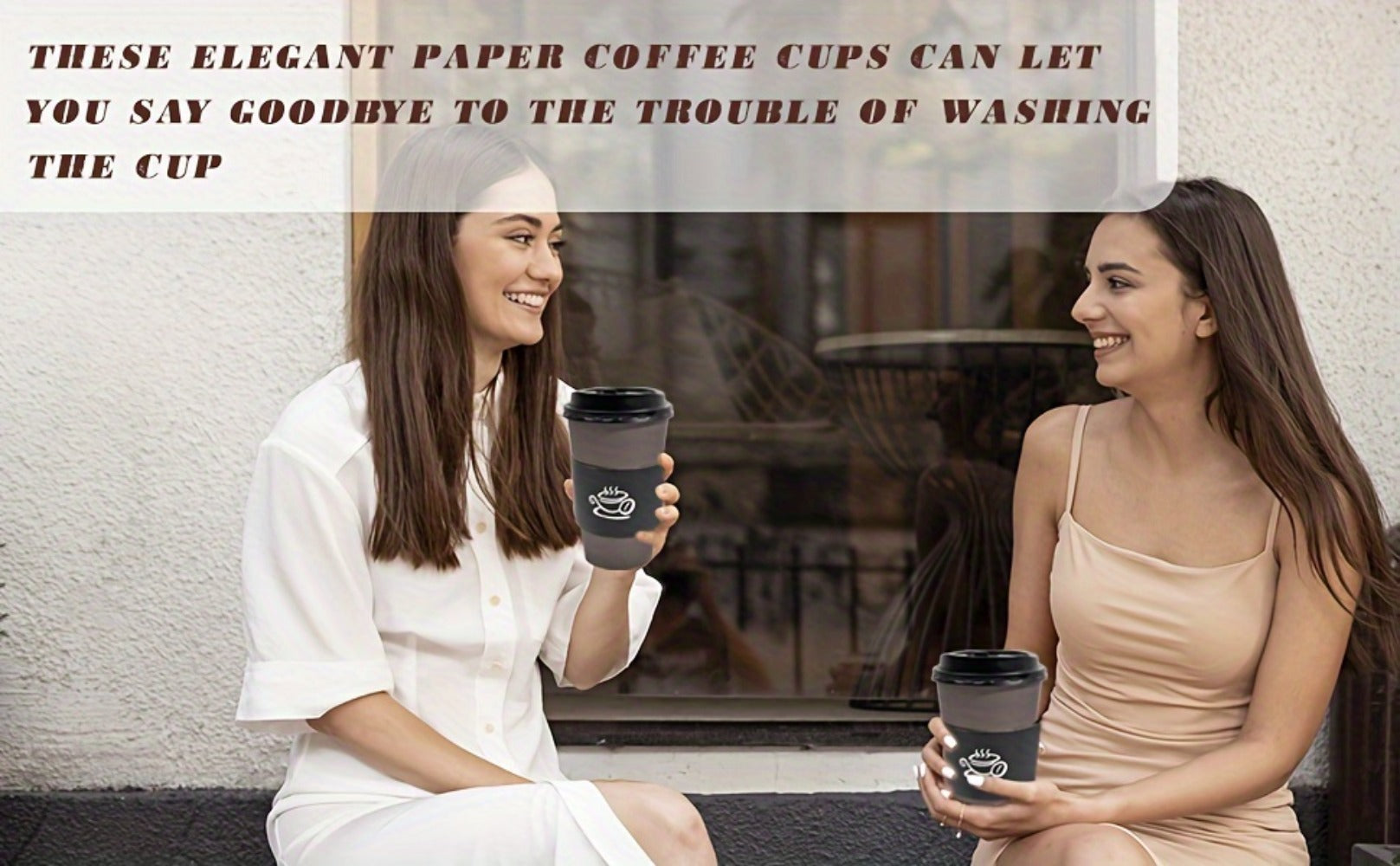 Disposable Paper Coffee Cups 50 Pack 16oz with Lids Sleeves Stirrers Hot Cold Beverage Cup for Coffee Tea Juice Home Office Cafe