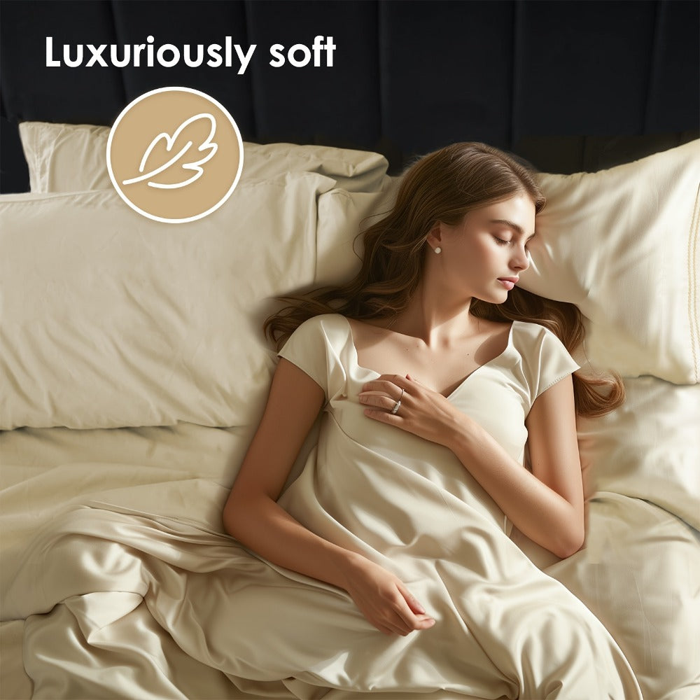 Bed Sheet Set Deep Pocket Soft Microfiber - Fitted Sheet Flat Sheet & Pillowcases Twin Full Queen King - Cooling Breathable Fade Resistant Sheets for Daily Use Dorms Guest Rooms
