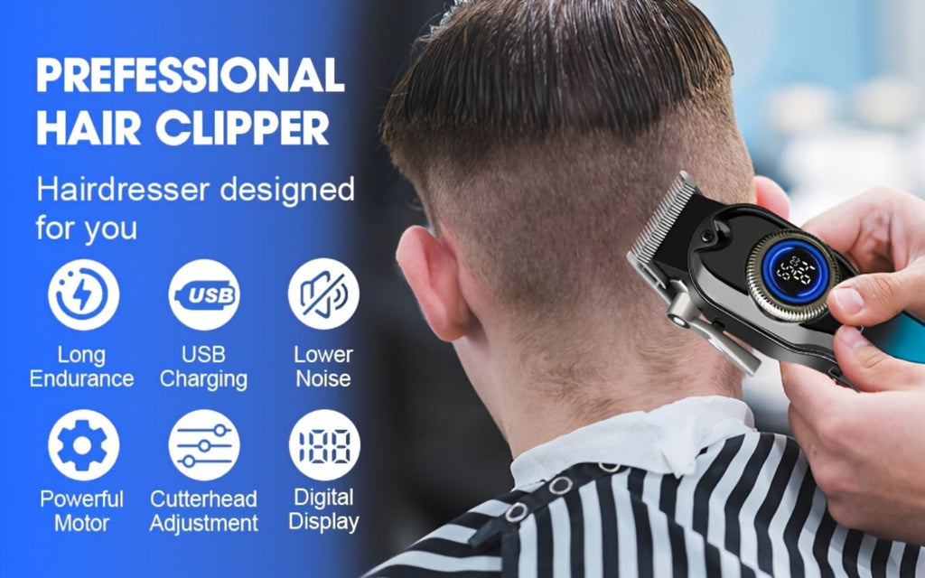 Cordless Hair Clipper Set - LQT Blue Rechargeable Professional Hair Clipper with Foil Trimmer & Precision Blade, 1/2/3pcs Options, Limited Edition Combs, for Home & Salon Use, Holiday Christmas Gift