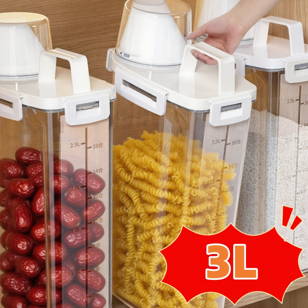 Airtight Food Storage Containers 2/4/6 Pack - BPA-Free 2.5L & 3L Plastic Pantry Bins with Lids, Measuring Cup, Leakproof Seal for Nuts, Flour, Rice, Kitchen Organizer