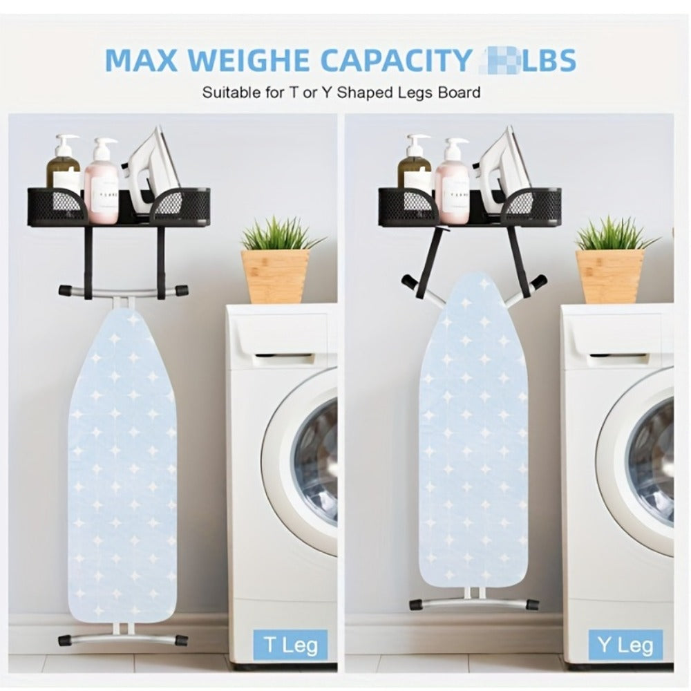Iron Storage Rack Wall Mounted Heavy Duty Carbon Steel Heat Resistant Ironing Board Holder Space Saving Vertical Horizontal for Iron Steamer Laundry Room