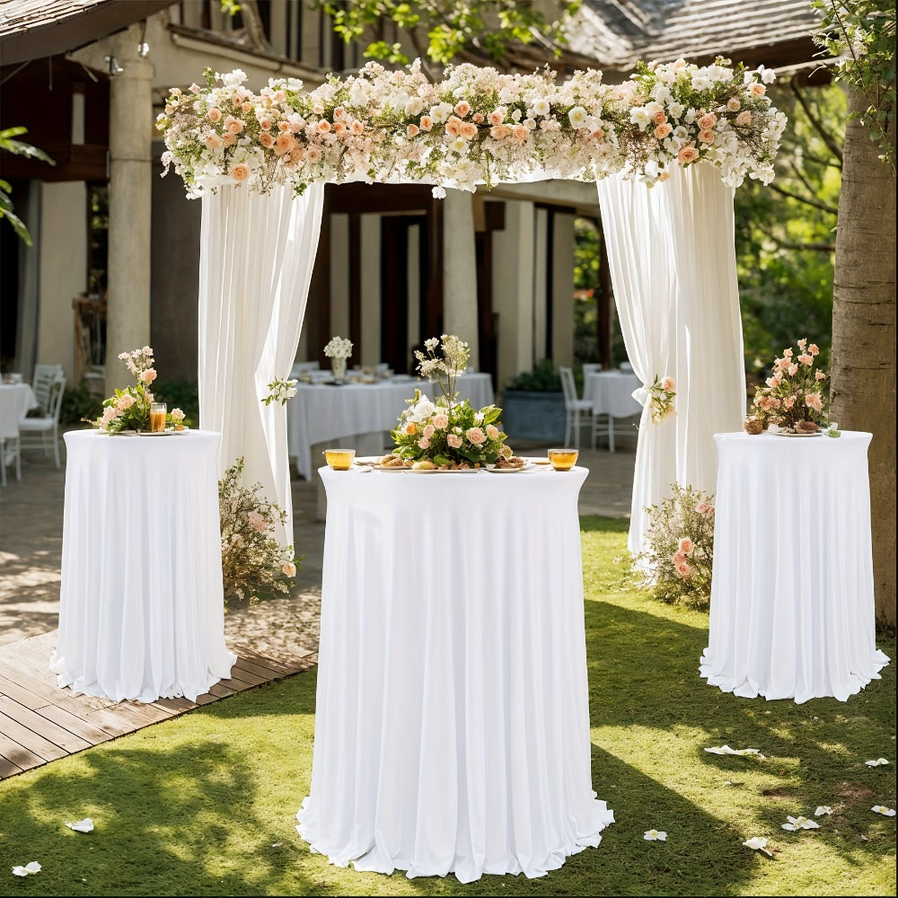 Spandex Cocktail Table Cover Round Stretch Tablecloth for Party Wedding Banquet ¨C Elastic High Top Table Cloth Fitted Cover for Events, Birthdays, Hotels, Outdoor Picnic, Exhibition