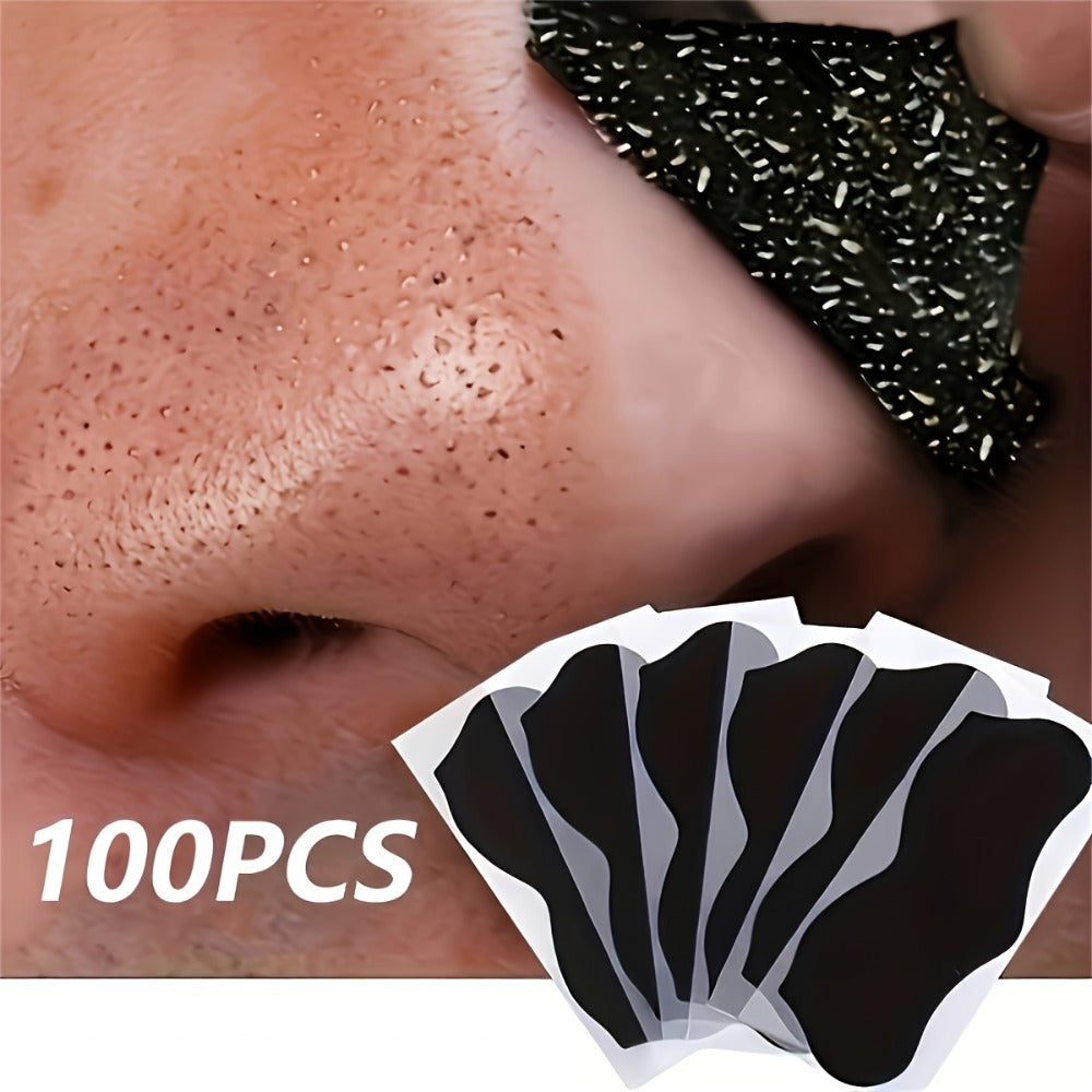 Charcoal Nose Strips 100pcs ¨C Deep Pore Cleansing Blackhead Remover Strips for Nose, Charcoal-Infused Pore Strips for All Skin Types Unisex, Blackhead Peel Off Strips for Clear Smooth Skin