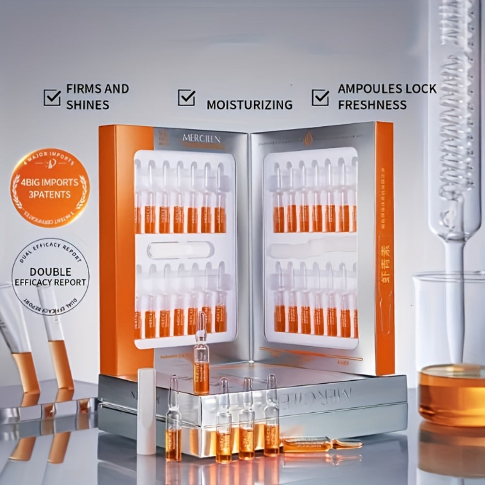 Astaxanthin Hydrating Essence Ampoules 28-Pack 2ml Each with Niacinamide Hyaluronic Acid Collagen Firming Brightening Daily Skincare for Men Women Travel
