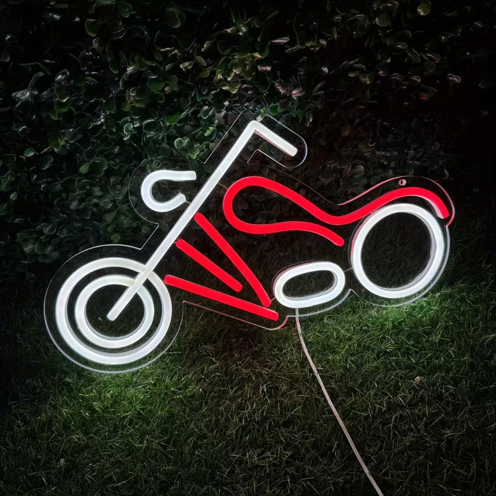 Motorcycle Neon Sign LED Wall Light USB Dimmable, Garage Decor Neon Light for Man Cave Car Room Repair Shop Workshop, Wall Mounted Logo Decoration Light 16.1¡± x 8.6¡±