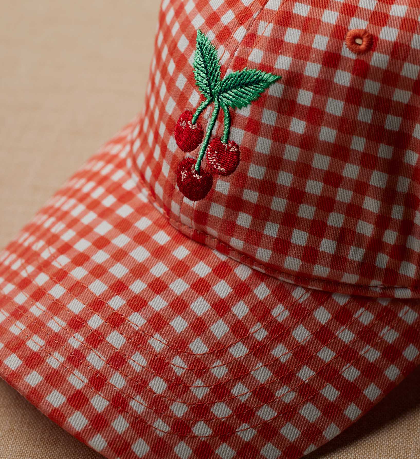 Baseball Cap - Gingham Cherries