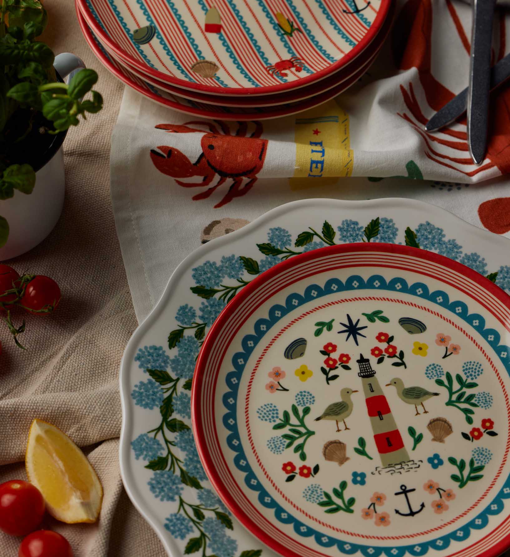 Melamine Assorted Dessert Plates - Seaside