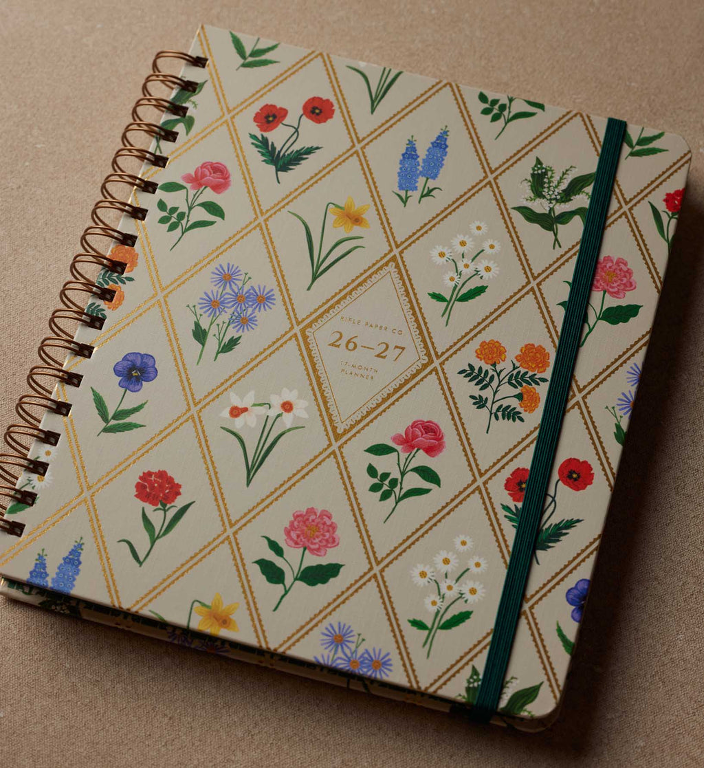 2026-2027 17-Month Academic Hardcover Spiral Planner - Garden Study