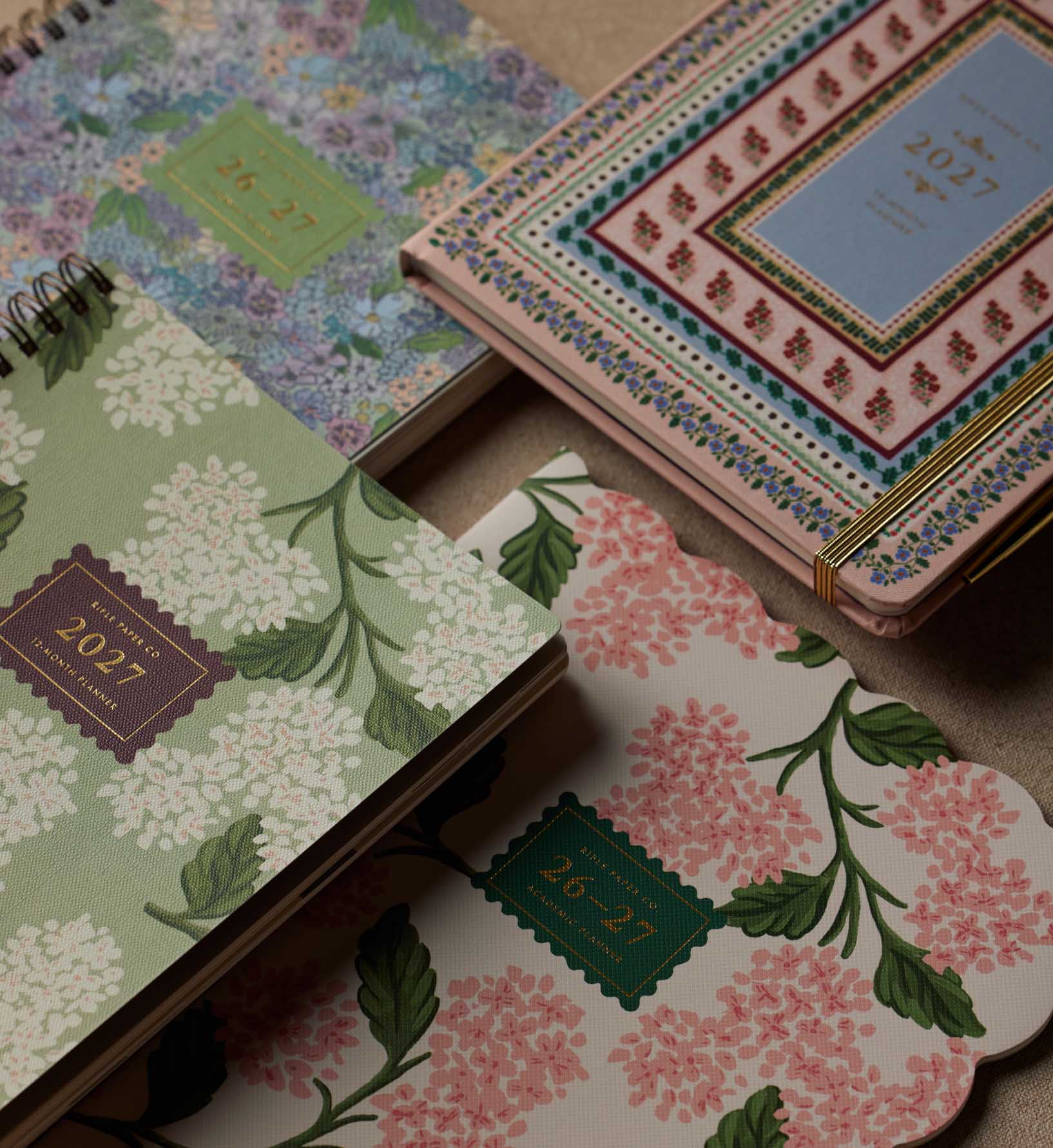 2027 12-Month Softcover Spiral Planner - Sage Hydrangea