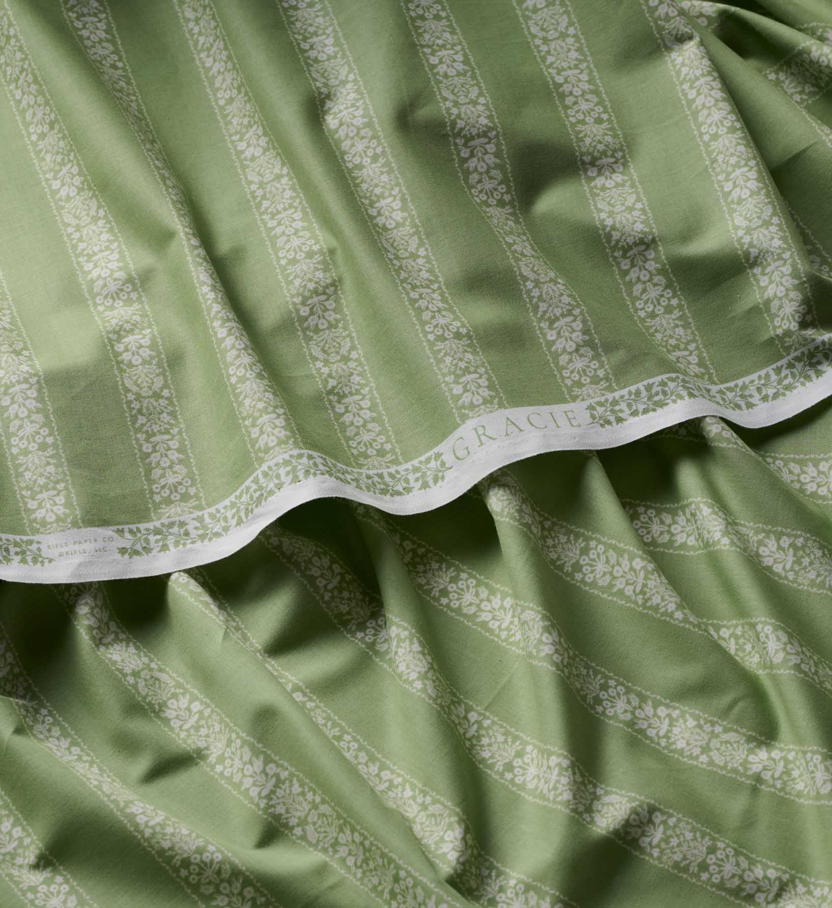 Estee Stripe Cotton Fabric - Sage