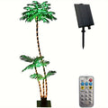 Lighted Artificial Palm Tree Solar Powered 7FT with 3 Trunks & 260 LED Lights, 8 Lighting Modes 2600mAh Battery, Outdoor Indoor Fake Palm Tree Decor for Tiki Bar Patio Yard Pool Beach Party