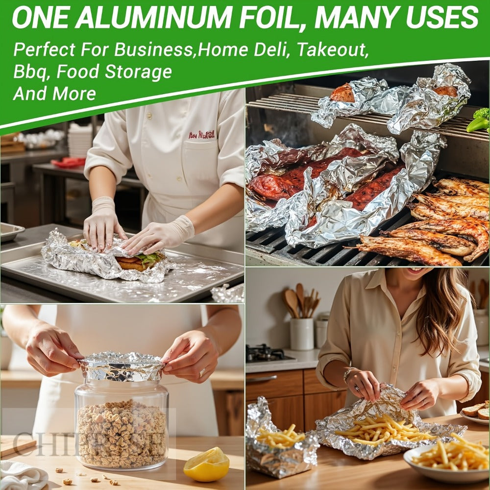 Pre-Cut Aluminum Foil Sheets 200-Count 9x10.75 Inch Pop-Up Dispenser Box Heavy Duty Foil for Baking Grilling Roasting Cooking Food Storage Restaurant