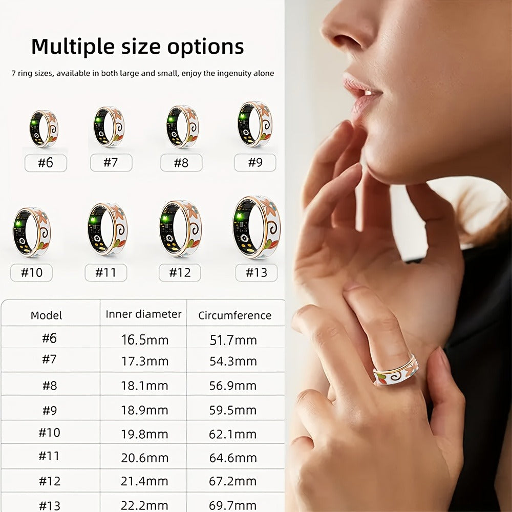 Women's Smart Ring Fitness & Sleep Tracker ¨C Step, Distance & Calorie Monitor, IP68 Waterproof, Bluetooth 5.3, iOS & Android, Elegant Daily Accessory, Gift for Mom & Girlfriend