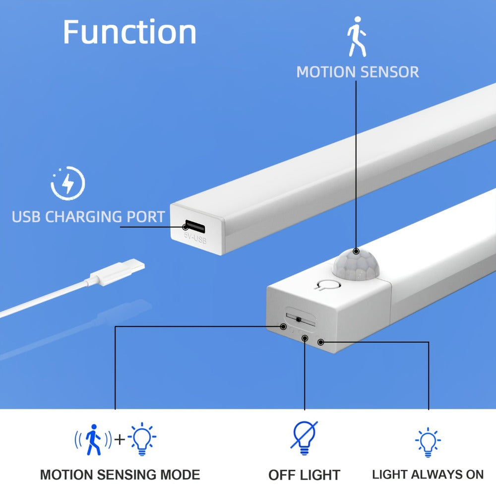 Motion Sensor Light 3 Pack USB Rechargeable LED Cabinet Light Dimmable 3 Color Temps Magnetic Base for Kitchen Closet Stairs Hallway Bedroom 7.87¡± 11.81¡±