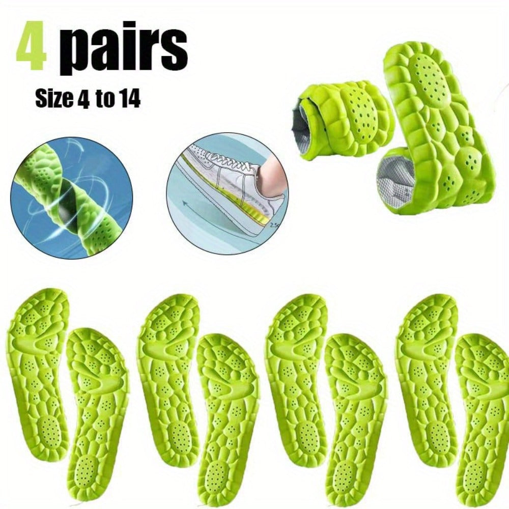 Shoe Insoles for Men & Women - 4 Pairs Cushioning Inserts Ultra-Soft Foam Footbed, Sweat-Proof Arch Support, Cloud Feel Comfort for Sneakers, Boots & Casual Shoes (Sizes 35-46)