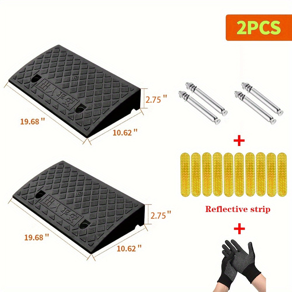 Curb Ramp 2-Pack Portable Heavy Duty Plastic Threshold Ramp Set ¨C Lightweight, Non-Slip, for Low Floor Vehicles, Motorcycles, Wheelchairs, Driveway & Lane Loading ¨C Multiple Height Options (1.18¡± / 2.75¡±)