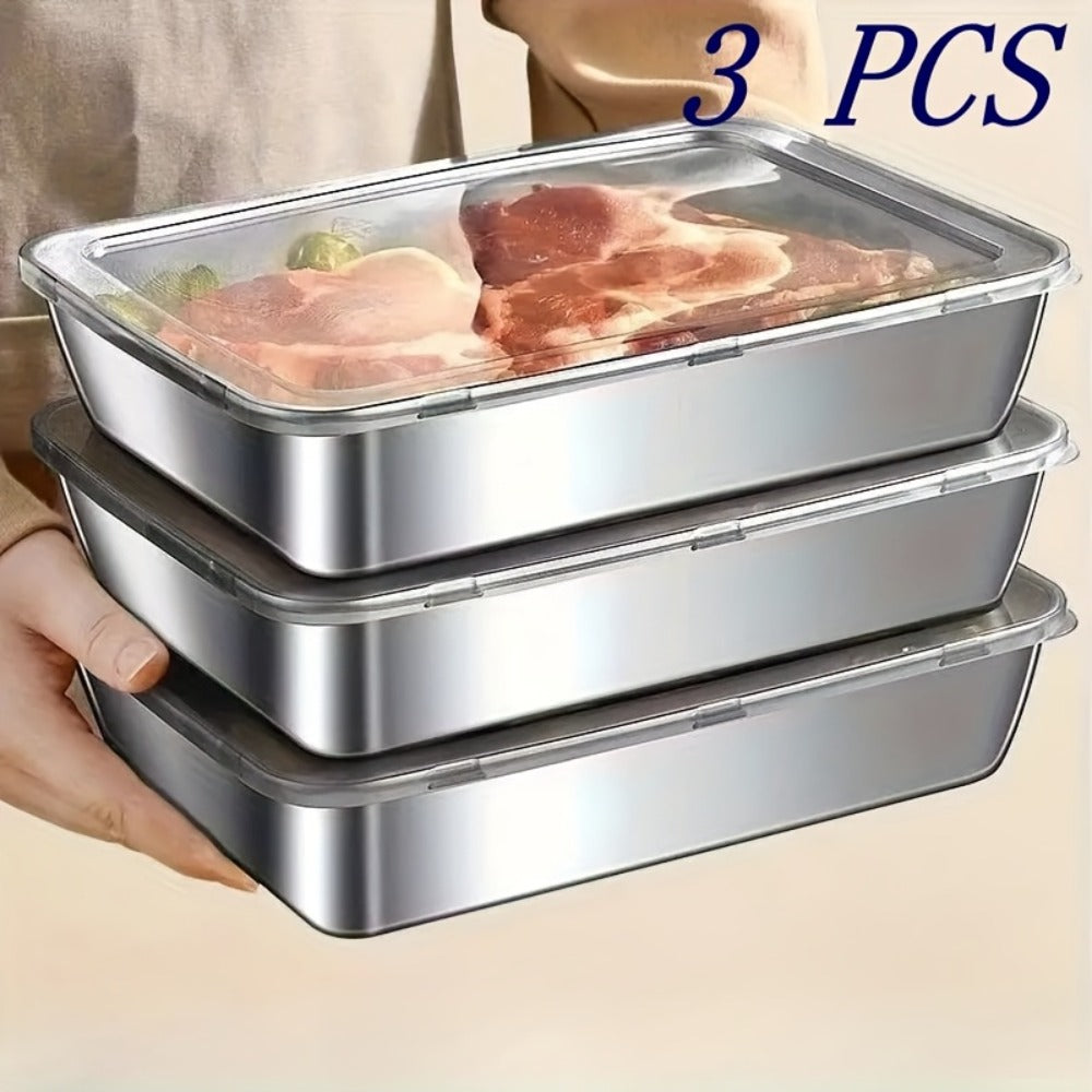 Stainless Steel Food Storage Container Set ¨C Airtight Stackable Kitchen Containers for Meal Prep, Camping & Picnic ¨C Fridge & Freezer Safe, Easy Clean, for Fruits, Meats & Vegetables