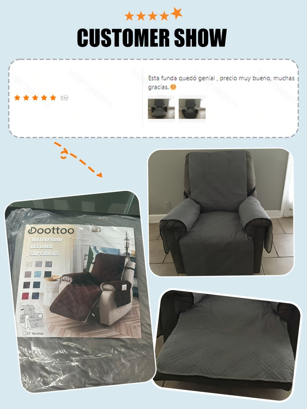 Recliner Chair Cover Waterproof Non-Slip Sofa Slipcover with Pocket Pet Scratch Resistant Washable Furniture Protector for Living Room Multiple Colors