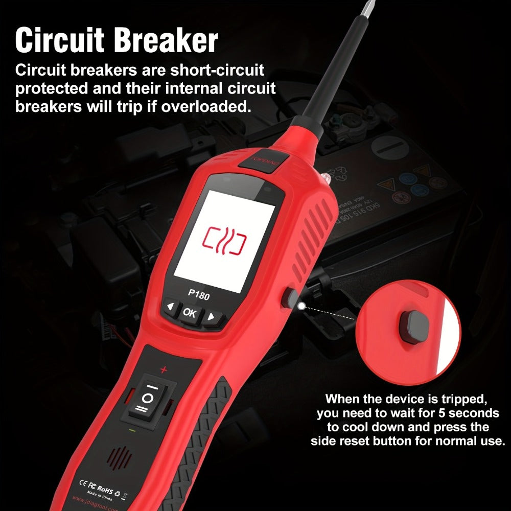 Automotive Circuit Tester P180 Multimeter | Breakpoint Localization Battery Diagnosis AC DC Voltage Fuel Injector Tester 6-30V | Car Electrical System Diagnostic Tool with TFT Color Display