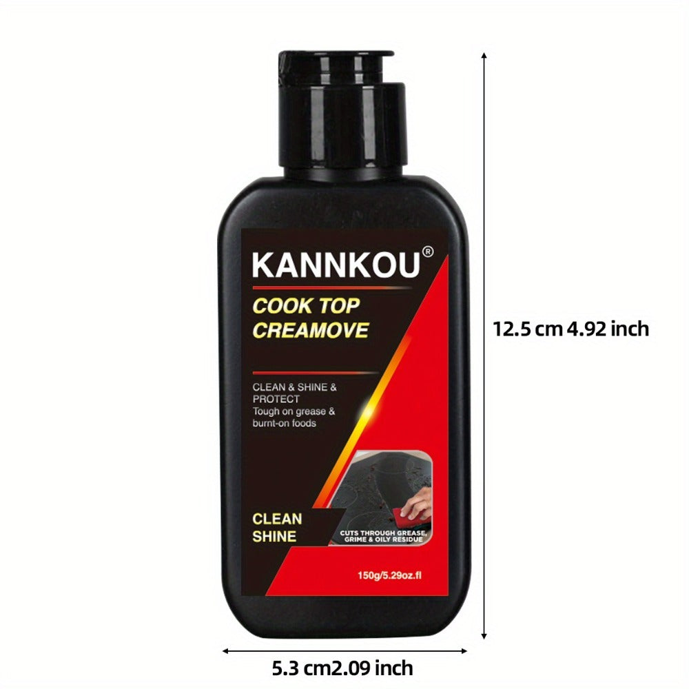 Ceramic Glass Cooktop Cleaner Polish 150g Heavy Duty - Removes Burnt-On Stains Grease & Residue, Makes Stovetops Streak-Free & Shiny, Glass Ceramic Stove Top Cleaner for Induction Electric & Smooth Top Ranges