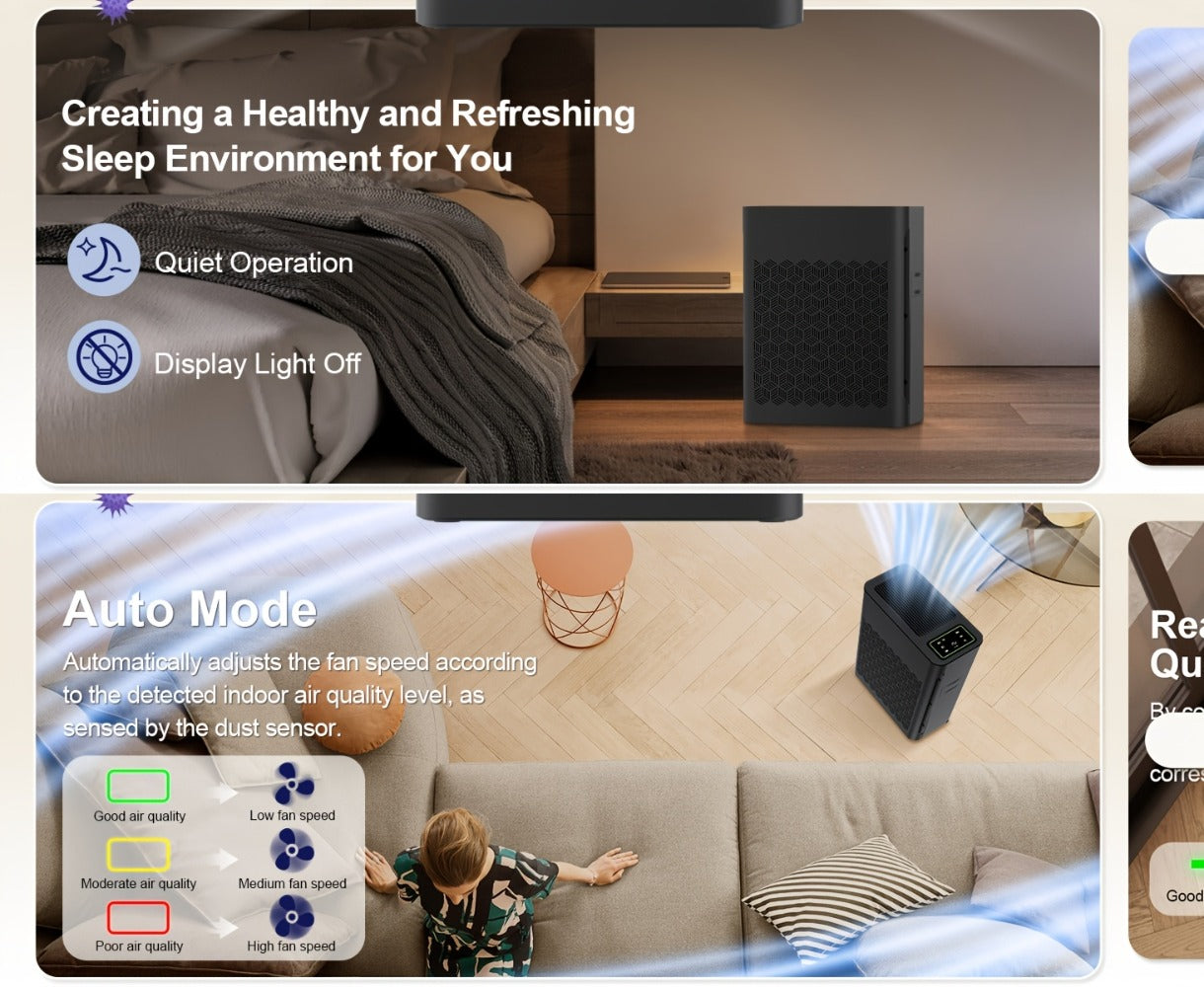 Air Purifier for Large Room with PM2.5 Display Auto Mode Timer HEPA Filter Removes Dust Smoke Pollen Odor for Home Office Living Room Bedroom