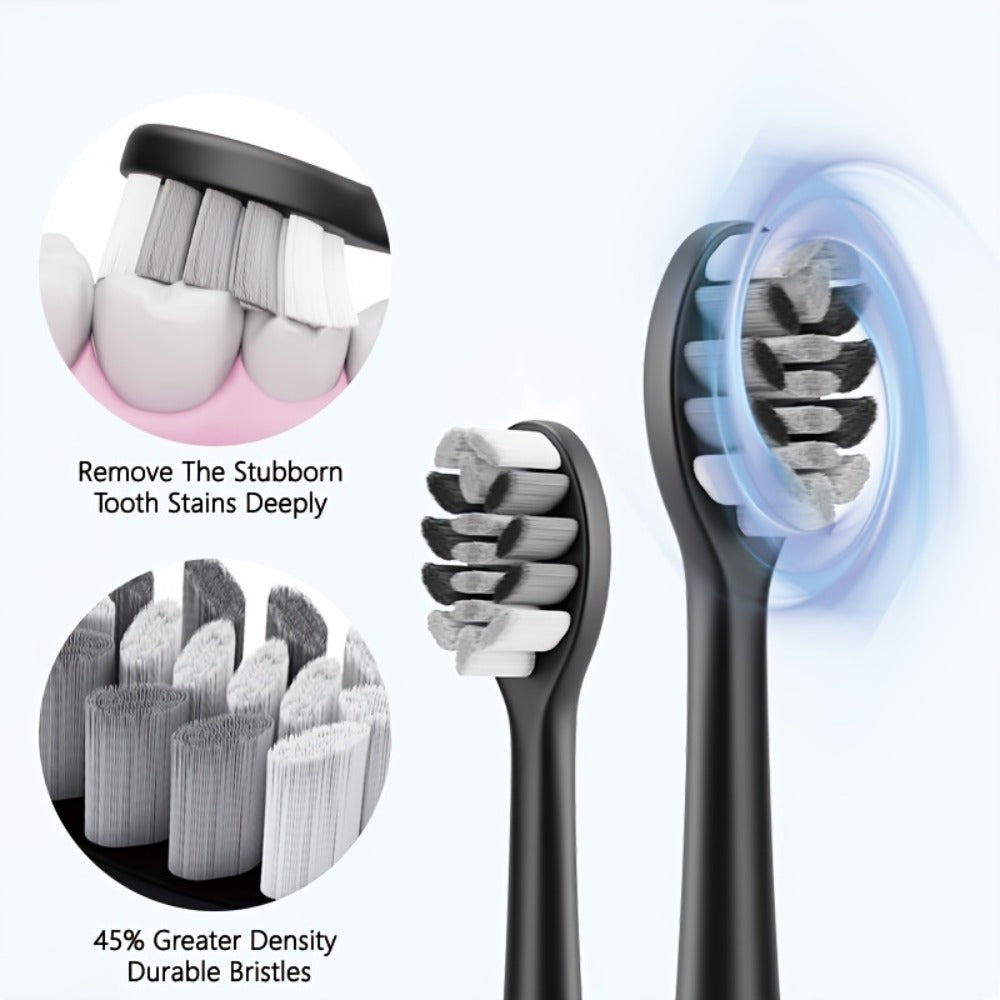 Sonic Electric Toothbrush IPX8 Waterproof ¨C USB Rechargeable, Smart Timer, Metal Handle, 5 Replacement Brush Heads, Soft Bristles for Adults Men & Women ¨C Black & Blue