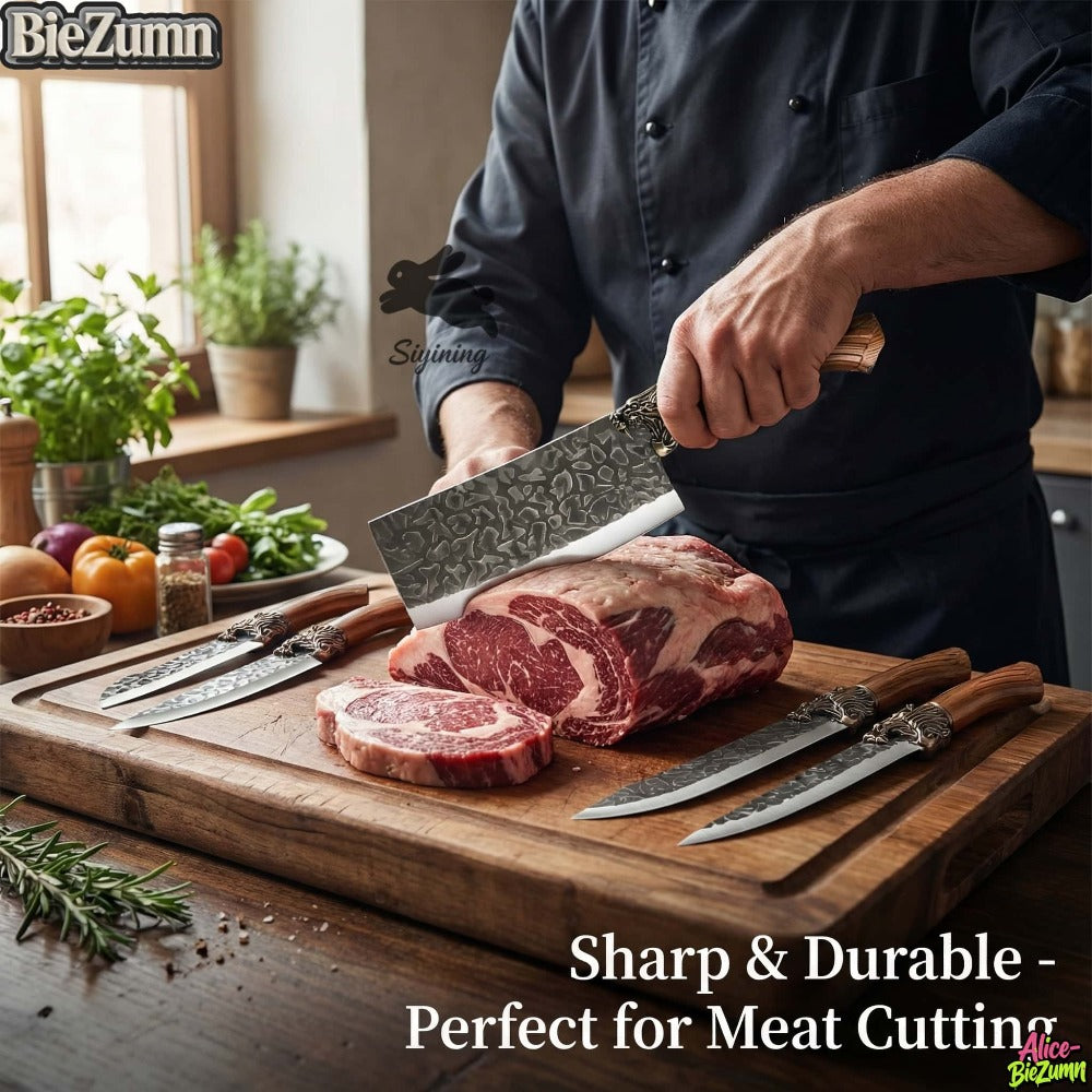 Kitchen Knife Set 7-Piece Stainless Steel Professional Chef Knives with Boning Slicing Carving Peeler Butcher Knife & Scissors, Ultra-Sharp for Meat Fish Fruits Home & Pro Use