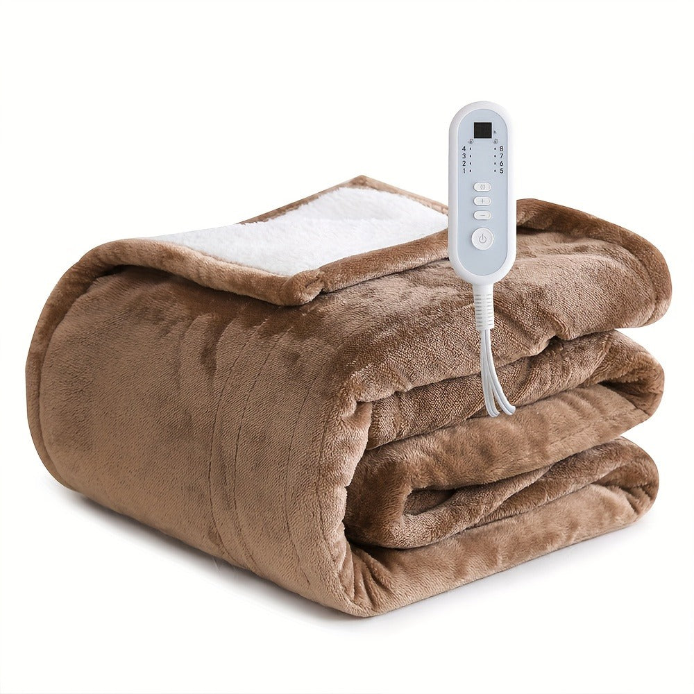Electric Blanket with Temperature Control and Timer ¨C Extra Large Flannel Heated Blanket, 8 Levels 10-Hour Auto-Off, Machine Washable, PTC+NTC Overheat Protection, Throw Twin Full Queen King