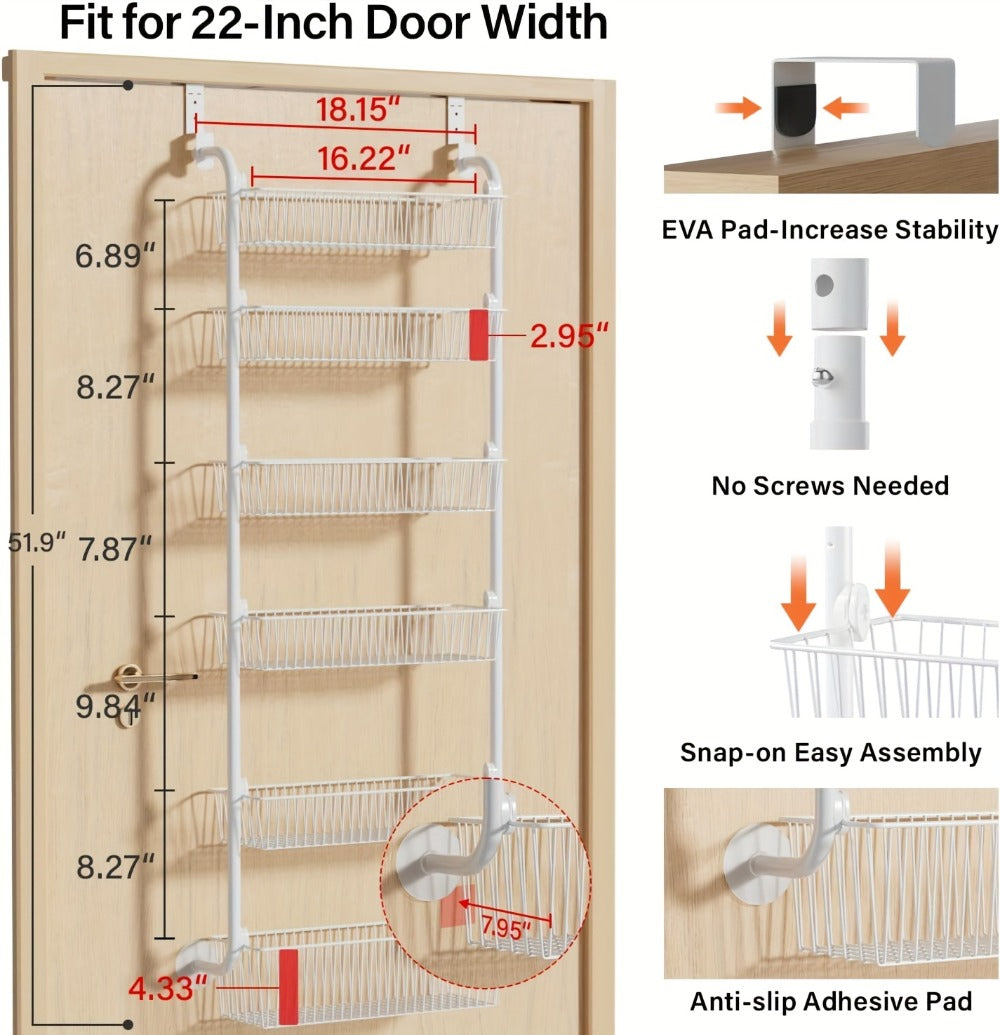 Over-the-Door Metal Organizer Rack 6 & 8 Tier ¨C Pantry Storage, Spice Rack, Kitchen Cabinet Organizer, Holds Up to 80 Lbs