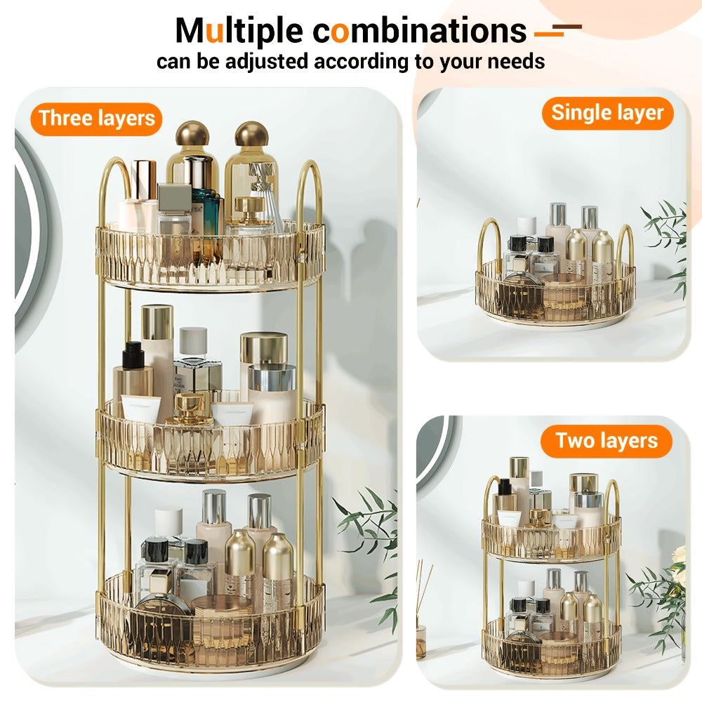 360 Rotating Makeup Organizer Skincare Storage Rack - Multi-Layer Detachable Cosmetic Organizer for Perfume, Lipstick, Skincare, Desktop Vanity Organizer for Bathroom & Bedroom