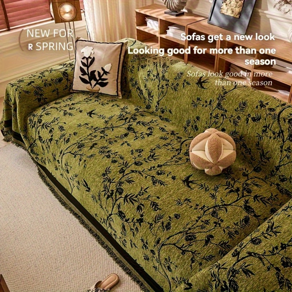 Sofa Cover Chenille Thickened Non-Slip Couch Slipcover Floral Pattern for Living Room Office Pet-Safe All-Season ¡ª 1 2 3 4 Seater Sizes
