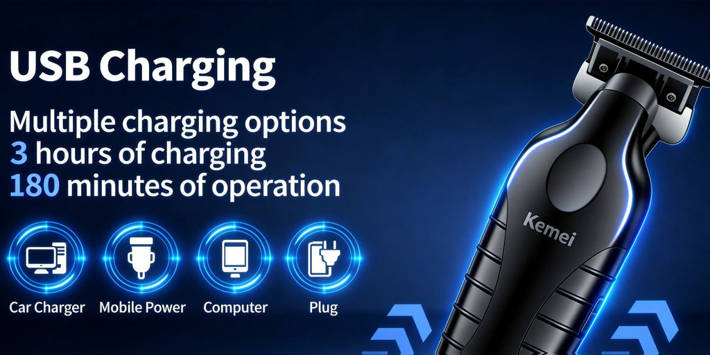 USB Rechargeable Hair Clipper KM-2299 Professional Electric Hair Trimmer Oil Head Fade Carving Clipper for Men Barber Salon